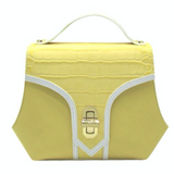 Trapezio leather bag yellow by Maria cardelli